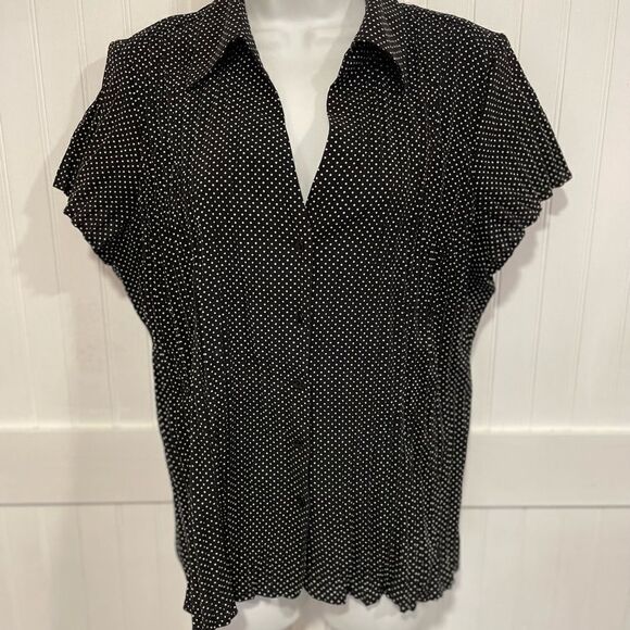 COMO STRETCH black &white polkadot top - Picture 2 of 6
